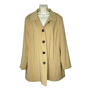 Bob Mackie Wearable Art Neutral Camel Coat with Embroidered Sleeves Oversized